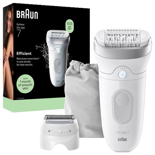 Epilateur Électrique Braun Silk-Épil 7 Se7-041 Wet & Dry 40 Pinzette Microgrip Sans Fil Bianco/Argento