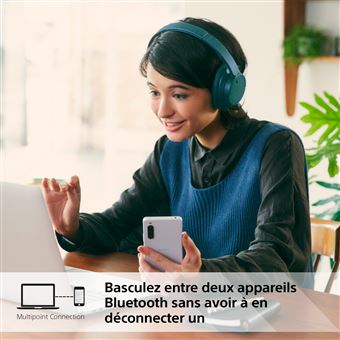 Sony WH-CH720N - Écouteurs avec micro - circum-aural - Bluetooth - sans fil, filaire - Suppresseur de bruit actif - jack 3,5mm - bleu