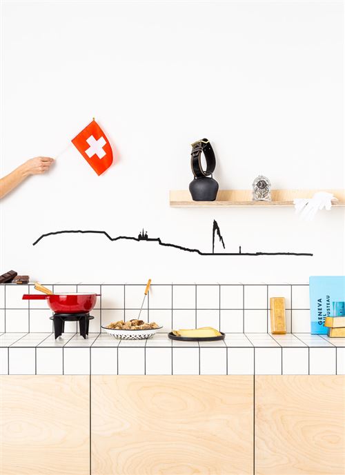 Décoration murale The Line Genève XL Noir