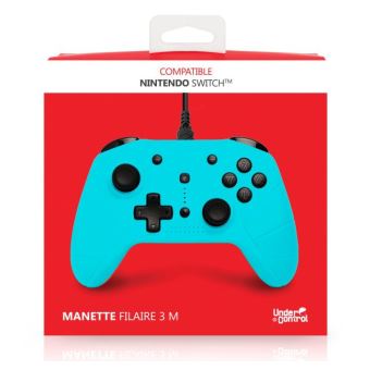 Manette Nintendo Switch filaire Under Control Bleu Neon