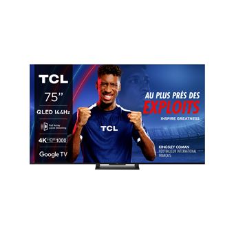 TV QLED TCL 75C745 190 cm 4K UHD Google TV 2023 Aluminium brossé