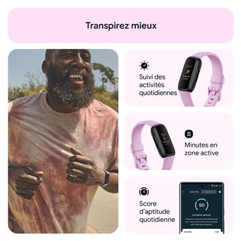 Bracelet connecté Fitbit Inspire 3 Lilas inclus 6 mois à Fitbit Premium