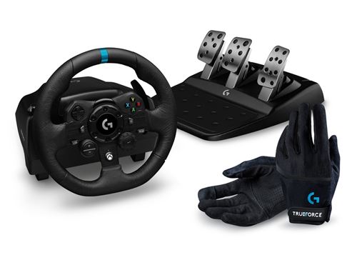 Pack Gaming Volant et Pédales Logitech G923 Trueforce pour Xbox Series X|S, Xbox One / PC + GANTS de course
