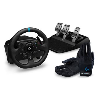 Pack Gaming Volant et Pédales Logitech G923 Trueforce pour Xbox Series X S, Xbox One / PC + GANTS de course