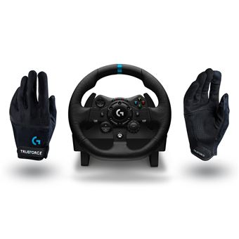 Pack Gaming Volant et Pédales Logitech G923 Trueforce pour Xbox Series X S, Xbox One / PC + GANTS de course