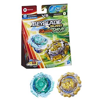 Pack de 2 toupies Beyblade Burst QuadDrive Gilded Balderov B7 Magma Roktavor R7