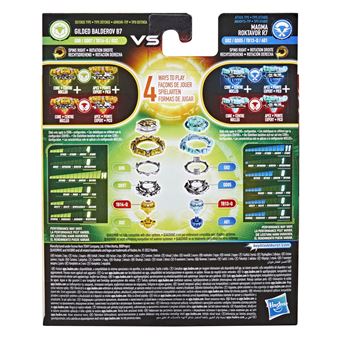 Pack de 2 toupies Beyblade Burst QuadDrive Gilded Balderov B7 Magma Roktavor R7