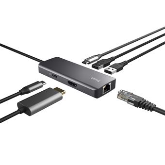 Adaptateur Trust Dalyx USB-C multiports 6 en 1 Argent