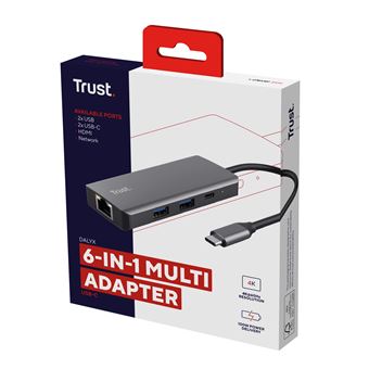 Adaptateur Trust Dalyx USB-C multiports 6 en 1 Argent