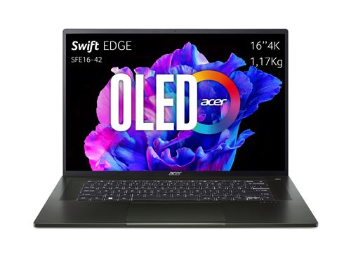 Pc Portable Acer Swift Edge 16 Oled Sfe16-42-R8Ga 16" Amd Ryzen 7 16 Go Ram 1 To Ssd Noir Olive
