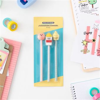 Set 3 crayons avec gomme Mr. Wonderful