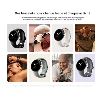 Montre connectée Google Pixel Watch LTE Noir avec bracelet sport Noir Volcanique