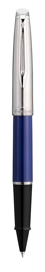 WATERMAN Emblème Stylo roller, bleu, recharge noire pointe fine, Coffret cadeau