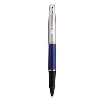 WATERMAN Emblème Stylo roller, bleu, recharge noire pointe fine, Coffret cadeau