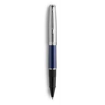 WATERMAN Emblème Stylo roller, bleu, recharge noire pointe fine, Coffret cadeau