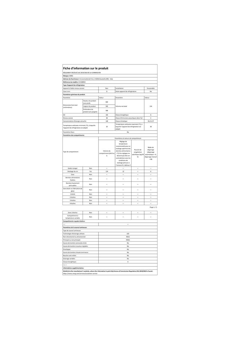 CAVE A VIN ENCASTRABLE / 38 BOUTEILLES / VENTILE / CHARNIERE DROITE / 5 ETAGERES / ALARME TEMPERATURE ET OUVERTURE DE PORTE / 114 L / 2 ZONES / AFFICHEUR LED / INOX ET VERRE NOIR