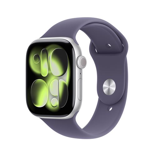Apple Watch Series 11 GPS + Cellular 46mm Boitier en Aluminium Argent avec Bracelet Sport Brume Violette M/L