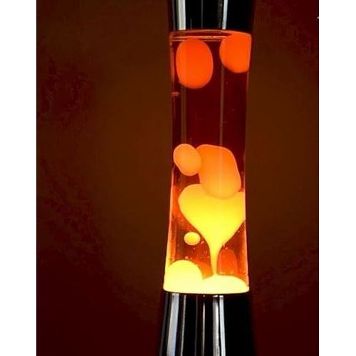 Lampe Fisura LT1193 à lave avec base chromée, liquide orange et