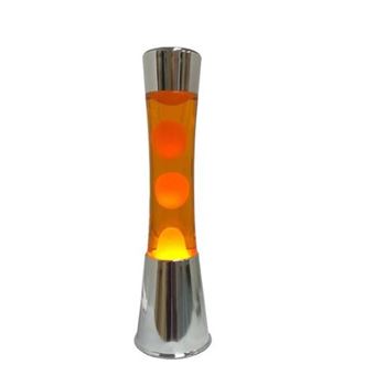 Lampe Fisura LT1193 à lave avec base chromée, liquide orange et lave orange - 1