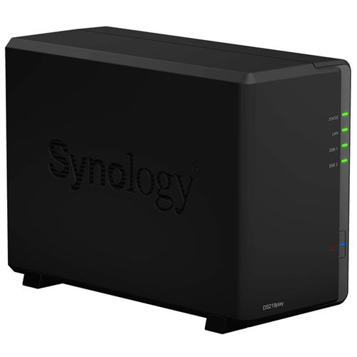 Servidor NAS Synology DiskStation DS218play de 2 bahías y 1 GB, negro