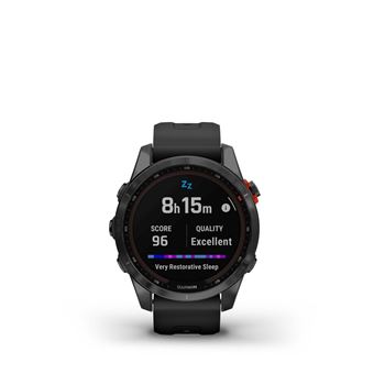 Montre connectée Garmin Fenix 7S Solar Gray avec bracelet silicone Noir