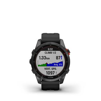 Montre connectée Garmin Fenix 7S Solar Gray avec bracelet silicone Noir