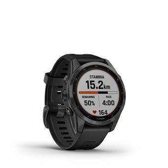 Montre connectée Garmin Fenix 7S Solar Gray avec bracelet silicone Noir