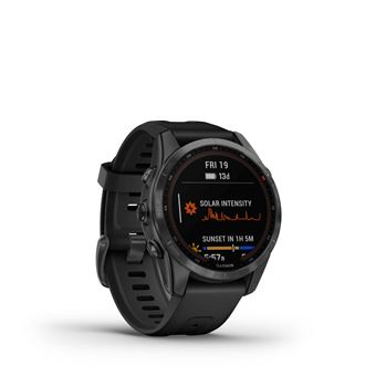 Montre connectée Garmin Fenix 7S Solar Gray avec bracelet silicone Noir