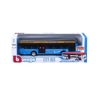 Navette aéroport à portes ouvrantes Bburago City Bus a l'échelle 1/64 Bleu