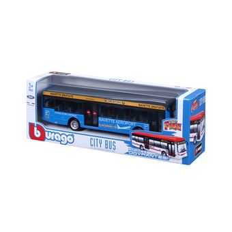 Navette aéroport à portes ouvrantes Bburago City Bus a l'échelle 1/64 Bleu