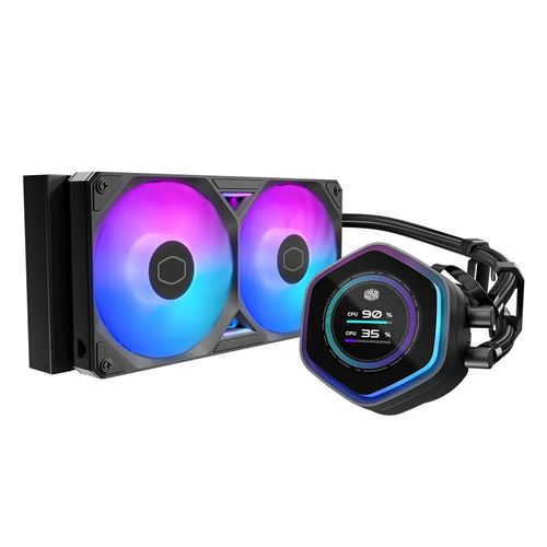 Cooler Master Blanc Kit De Refroidissement Liquide Masterliquid Atmos Ii Lcd 240Mm Avec 2 Ventilateurs 12 Cm, Écran Lcd Sur Pompe Et Rgb - Neuf - Image 3