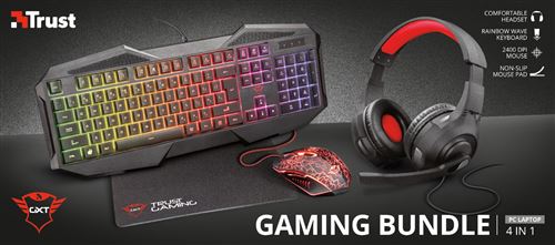 Pack gaming TRUST GXT 1180RW casque + clavier + souris + tapis