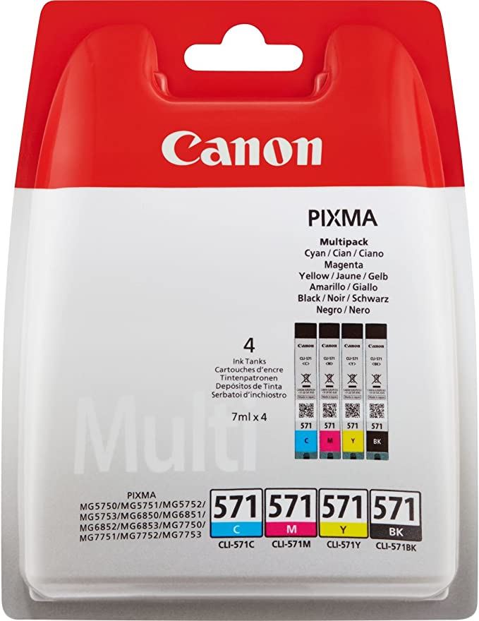 Lot De 4 Cartouches D'encre Jaune Compatibles Canon C-571Y - 12ml, Pour PIXMA MG/TS Série