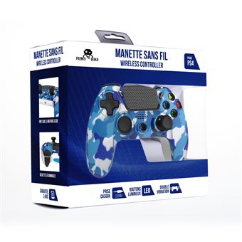 Manette Sans Fil Freaks And Geeks Camo Bleu pour PS4 avec Prise Jack pour casque et boutons lumineux