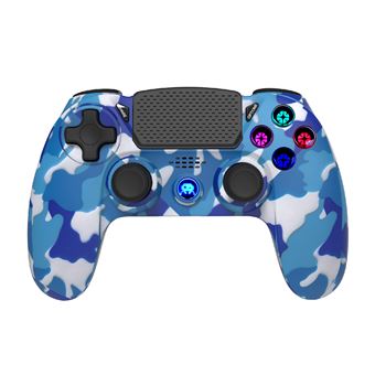 Manette Sans Fil Freaks And Geeks Camo Bleu pour PS4 avec Prise Jack pour casque et boutons lumineux