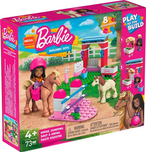 Jeu de construction mega construx barbie coffret saut &agrave; cheval