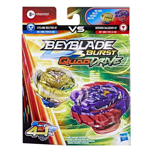 Beyblade Multi-Couleurs Pack De 2 Toupies Burst Quaddrive Cyclone Belfyre B7 Berserk Balderov - Neuf - Image 3