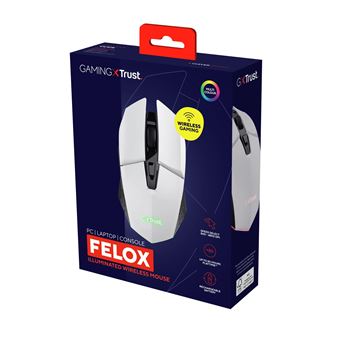 Trust GXT 110 FELOX - Souris - illuminated, gaming - 6 boutons - sans fil - blanc