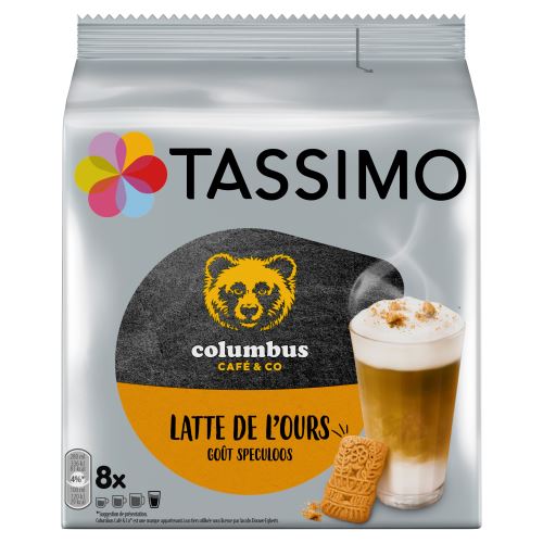 Paquet de 8 dosettes Tassimo Columbus Latte de l'ours