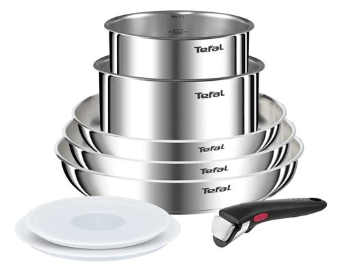 Set 8 Pièces Tefal Poêles Et Casseroles Avec 2 Couvercles Hermétiques Et 1 Poignée Amovible L8968S04 Ingenio Emotion