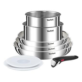 Set 8 pièces Tefal Poêles et Casseroles avec 2 couvercles hermétiques et 1 poignée amovible L8968S04 Ingenio Emotion - 1