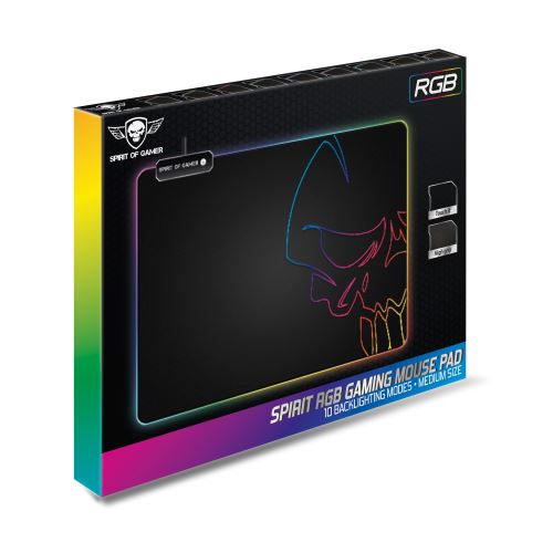 Spirit of Gamer Skull - Tapis de souris - avec éclairage RGB - jeux - taille M