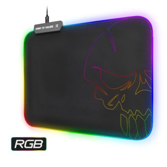 Spirit of Gamer Skull - Tapis de souris - avec éclairage RGB - jeux - taille M