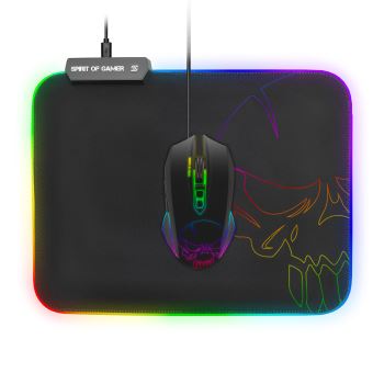 Spirit of Gamer Skull - Tapis de souris - avec éclairage RGB - jeux - taille M