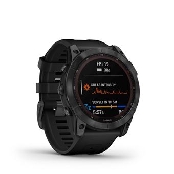 Montre connectée Garmin Fenix 7X Solar Gray avec bracelet silicone Noir