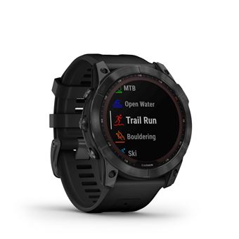 Montre connectée Garmin Fenix 7X Solar Gray avec bracelet silicone Noir