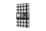 Carnet tisse grand format ligné Moleskine Motif Grands Echecs Blanc et Noir