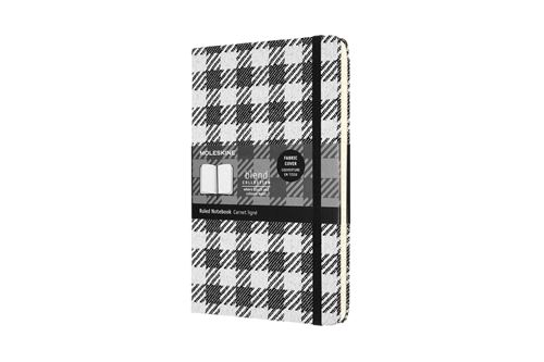 Carnet tisse grand format ligné Moleskine Motif Grands Echecs Blanc et Noir