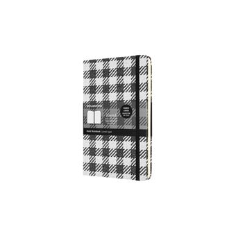 Carnet tisse grand format ligné Moleskine Motif Grands Echecs Blanc et Noir