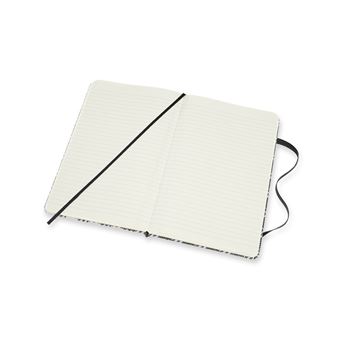 Carnet tisse grand format ligné Moleskine Motif Grands Echecs Blanc et Noir